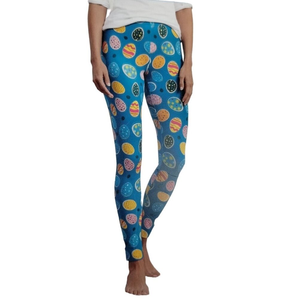 Serra Womens XXL 20 to 22 Mid Rise Easter Egg Printed Super Soft Leggings